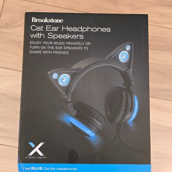 brookstone cat ear headphones with speakers color blue - Picture 2 of 8